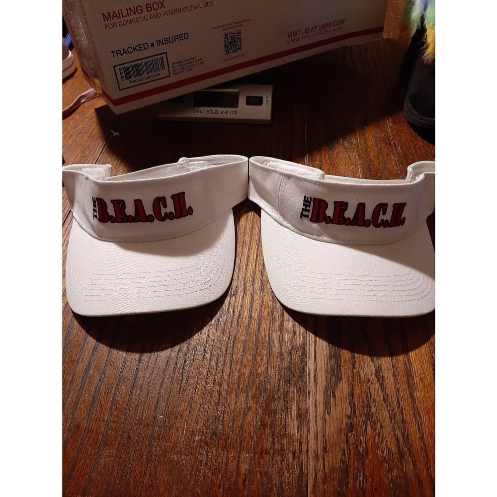 New Two B.E.A.C.H. White Red Black Sun Visors Hats
